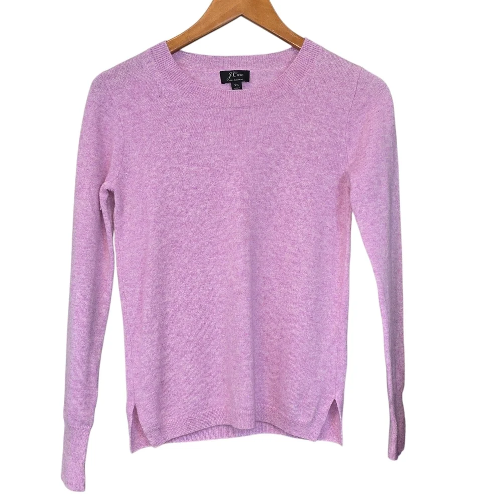 J.Crew 100% Cashmere Lilac Crewneck Sweater Lavender Luxury Knit Size XS